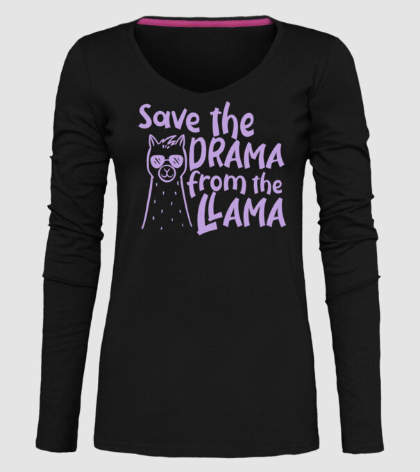 Save the drama from the llama model negru pe tricou