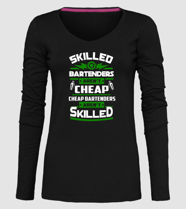 'Skilled bartenders aren''t cheap' model negru pe tricou