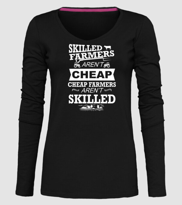 'Skilled farmers aren''t cheap Cu tractor' model negru pe tricou