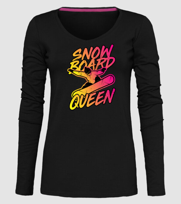 snowboard queen model negru pe tricou