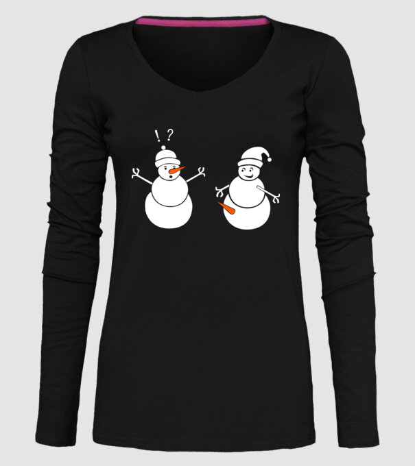 Snowman in action model negru pe tricou