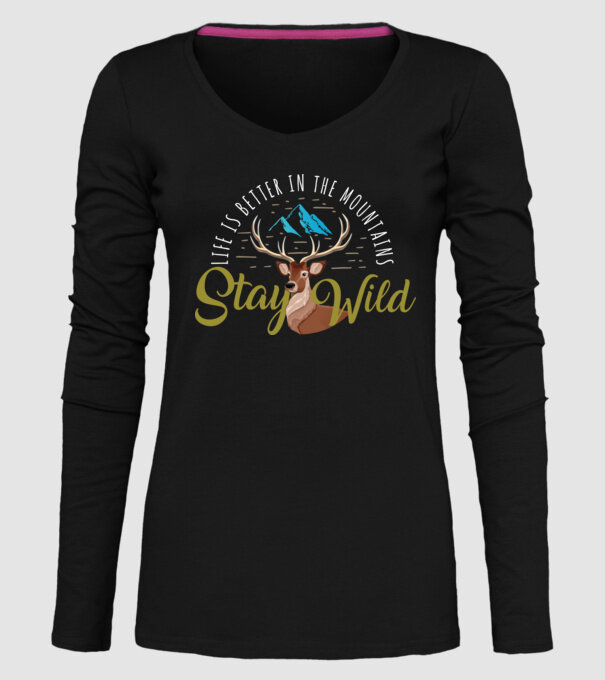 Stay wild model negru pe tricou