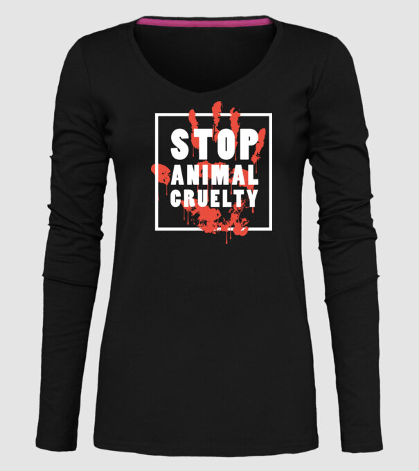 Stop animal cruelty model negru pe tricou
