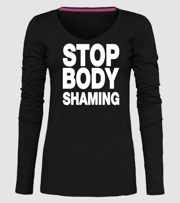 Stop body shaming helvetica model negru pe tricou