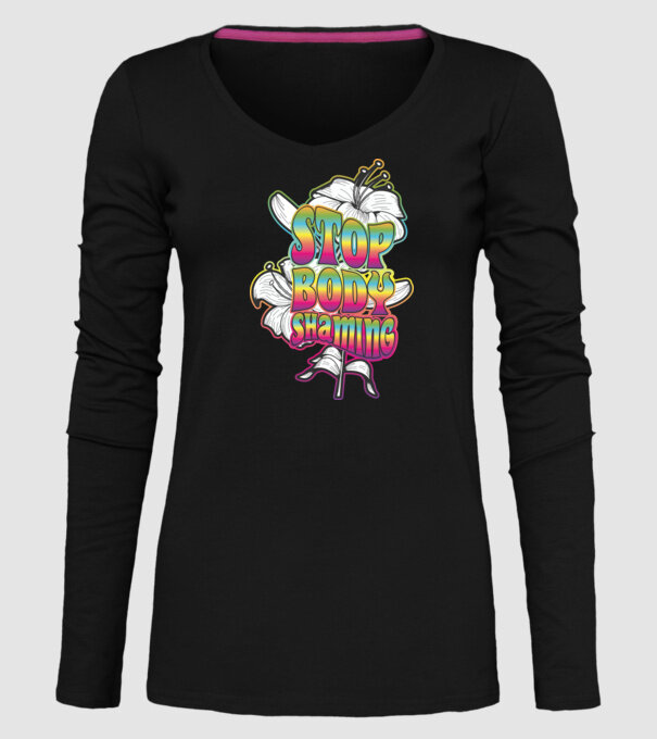 Stop body shaming lily model negru pe tricou