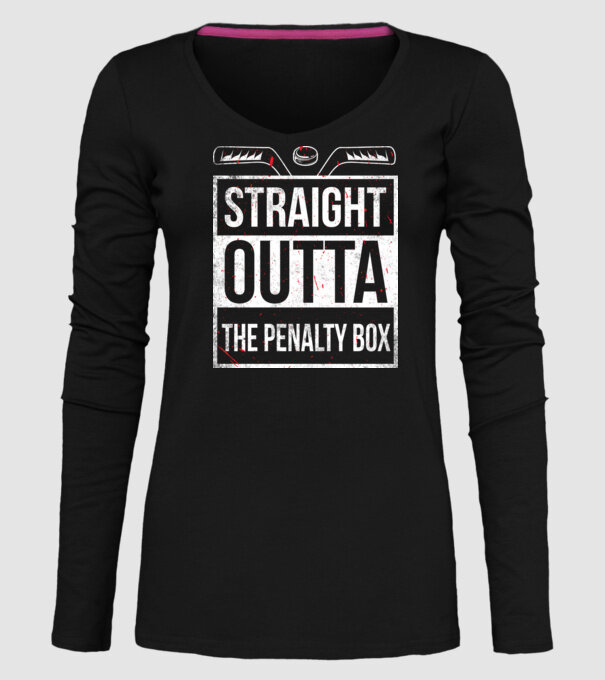 Straight outta the penalty box model negru pe tricou