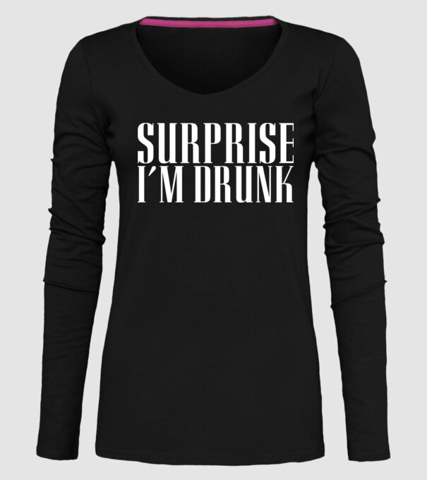 Surprise im drunk model negru pe tricou