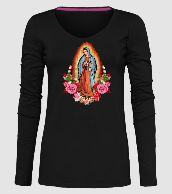 Fecioara Maria model negru pe tricou