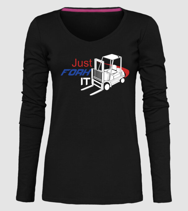 Targonca Just Fork It model negru pe tricou
