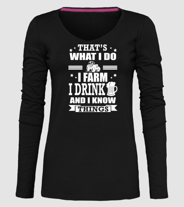'That''s what I do, I farm, I drink' model negru pe tricou
