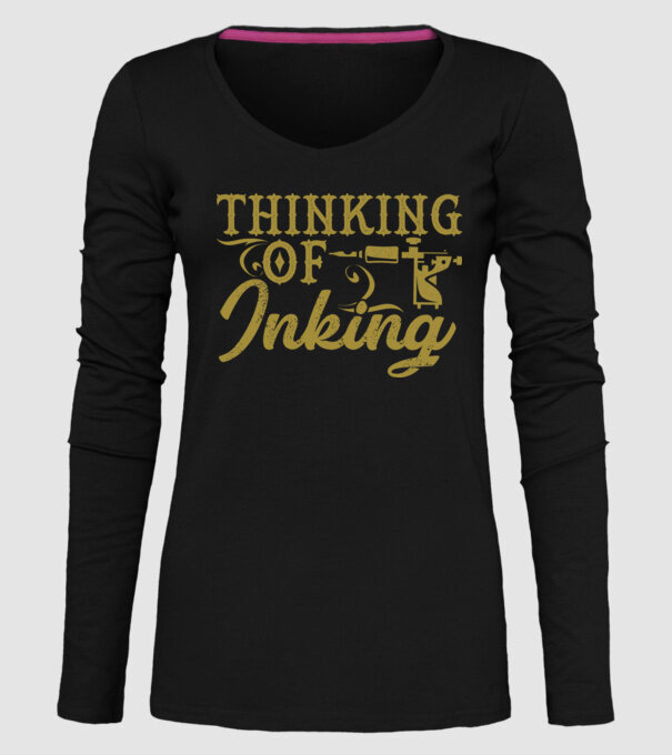 Thinking of inking model negru pe tricou