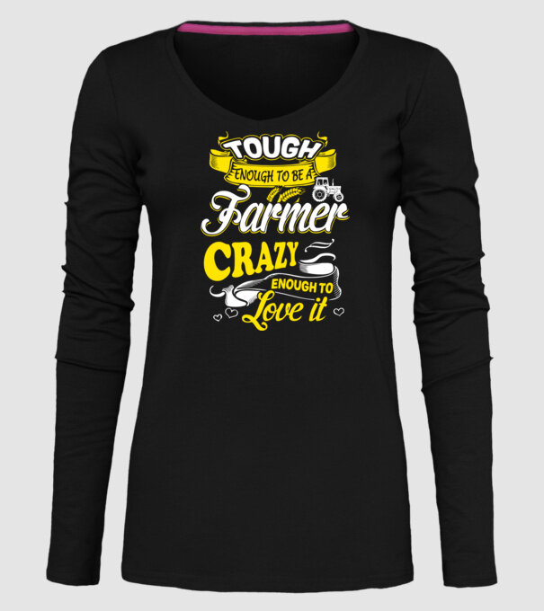 Tough enough to be a farmer Traktoros model negru pe tricou