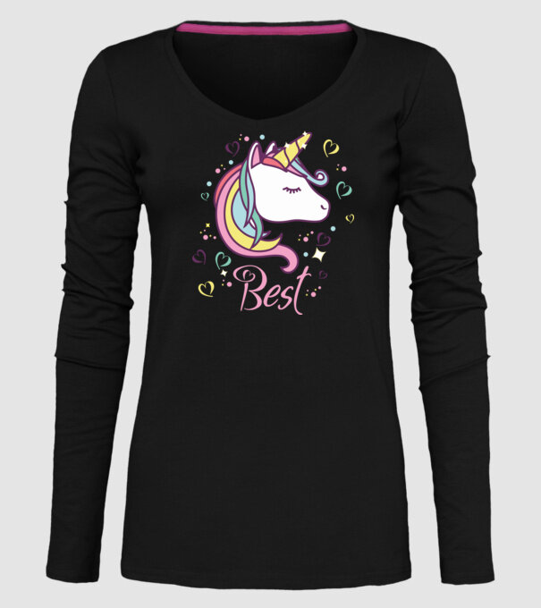 Unicorn Best model negru pe tricou