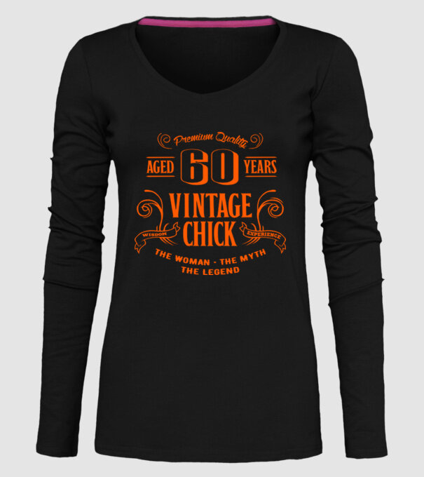 Vintage chick - 60 model negru pe tricou