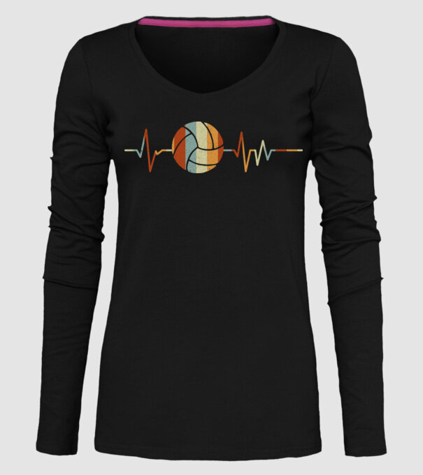 Volleyball heartbeat model negru pe tricou