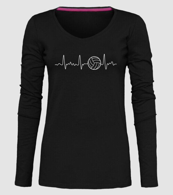 Volleyball heartbeat model negru pe tricou