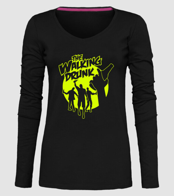 Walking Drunk model negru pe tricou