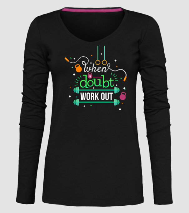 When in doubt model negru pe tricou