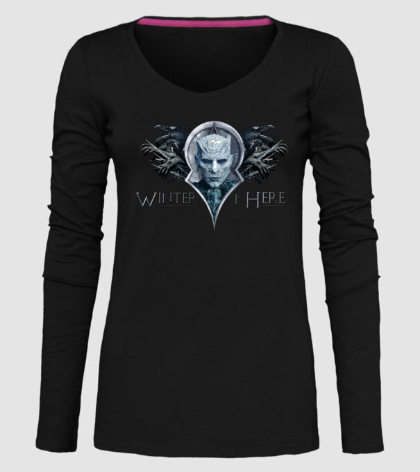 Winter is Here model negru pe tricou