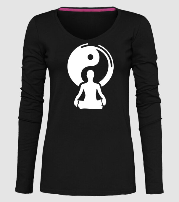 Meditație Yin yang model negru pe tricou