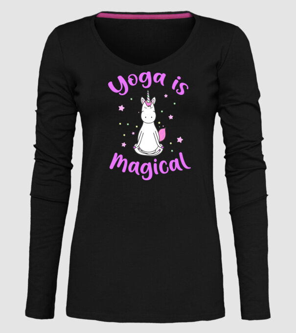 yoga is magical model negru pe tricou