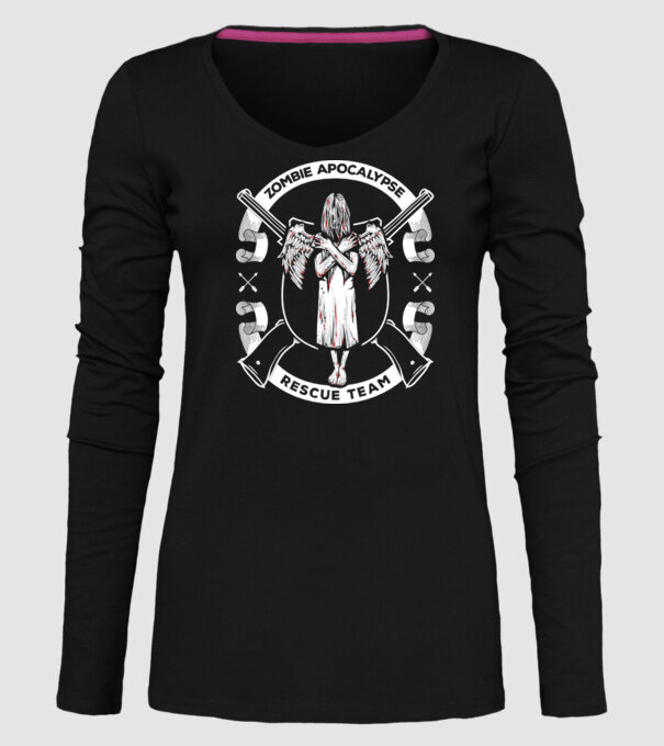 Zombie apocalypse rescue team angel model negru pe tricou