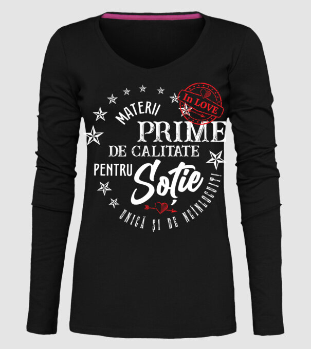 00_Materii prime de calitate pentru soție model negru pe tricou