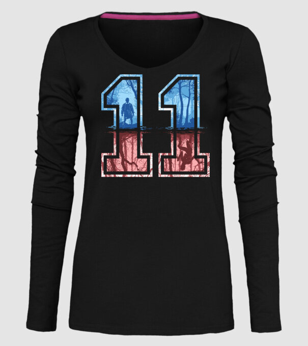 11 eleven stranger things model negru pe tricou