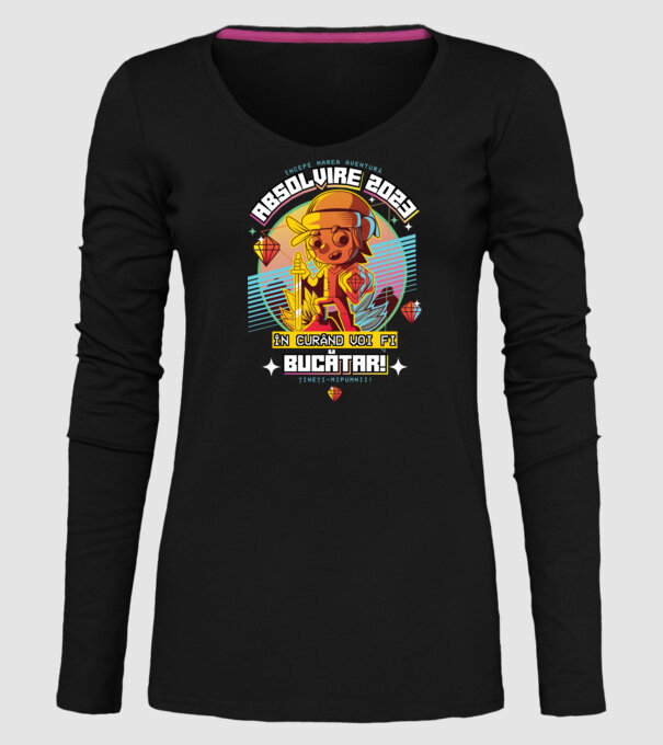 absolvire 2023 bucătar model negru pe tricou