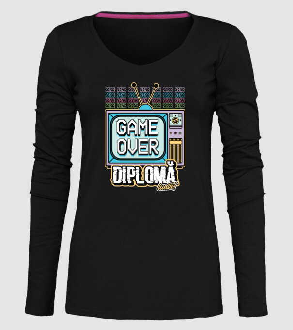 Absolvire retro diplomă model negru pe tricou