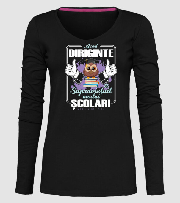 Acest diriginte a supraviețuit anului școlar! - veni, vidi, vici model negru pe tricou