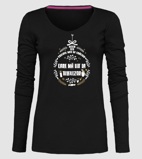 acesta este tricoul meu de Crăciun_care ma uit la televizor model negru pe tricou