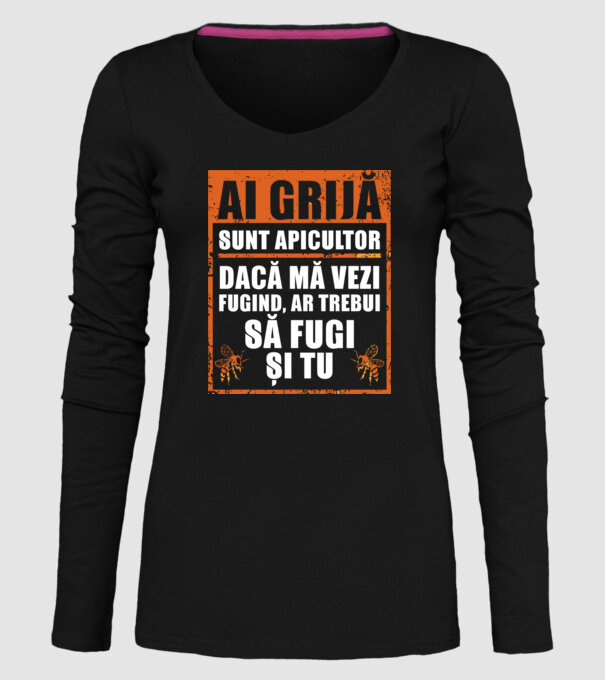 ai grijă, sunt apicultor, dacă mă vezi fugind, ar trebui să fugi și tu model negru pe tricou