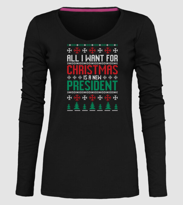 All I want for christmas model negru pe tricou