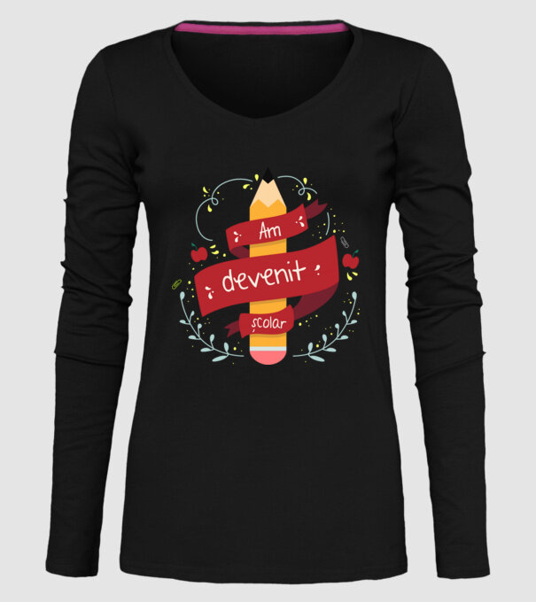 Am devenit școlar model negru pe tricou