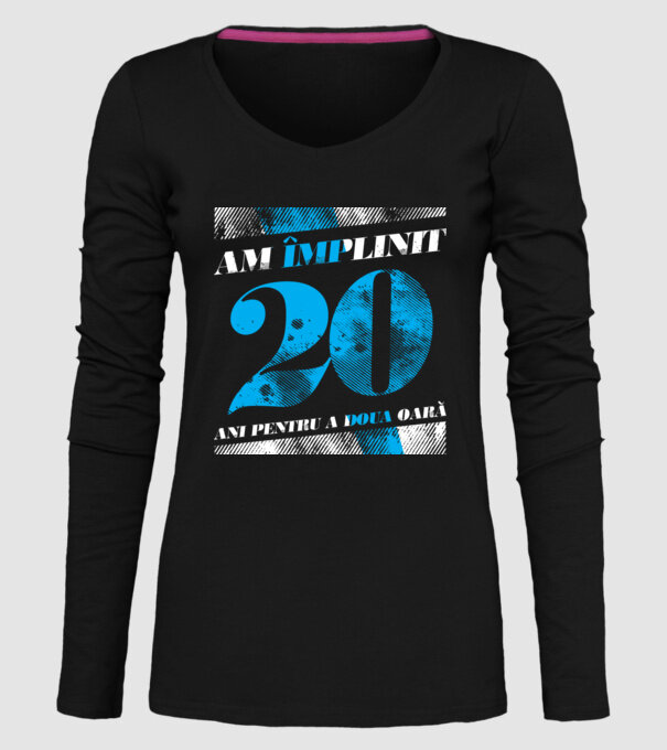 Am împlinit 20 ani pentru a doua oară model negru pe tricou