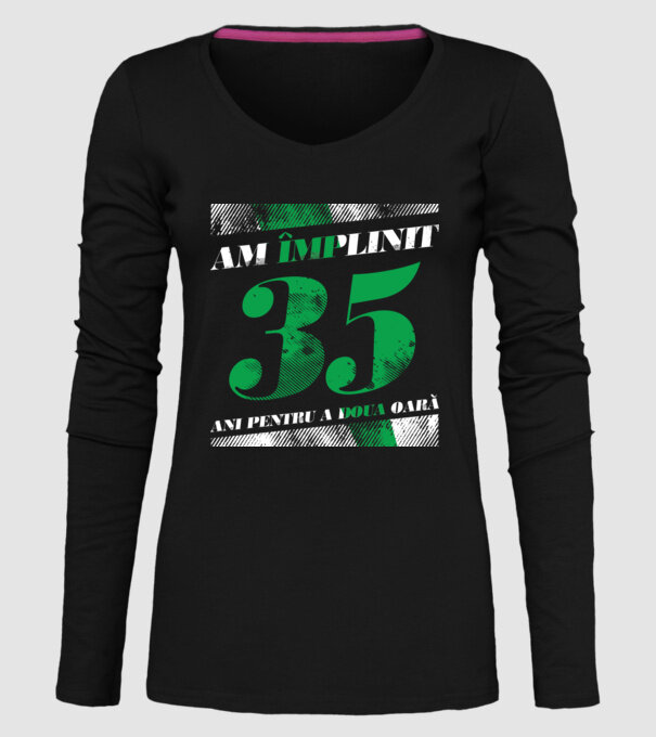 Am împlinit 35 ani pentru a doua oară model negru pe tricou