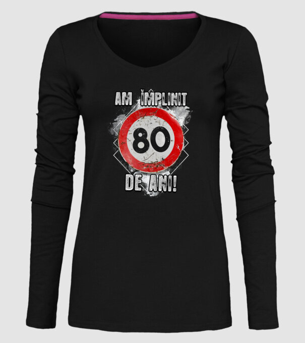 Am împlinit 80 de ani! model negru pe tricou