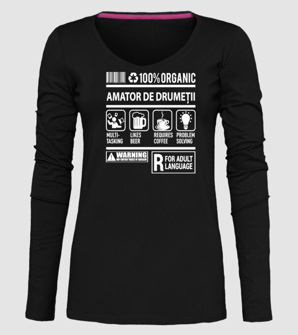 amator de drumeții model negru pe tricou