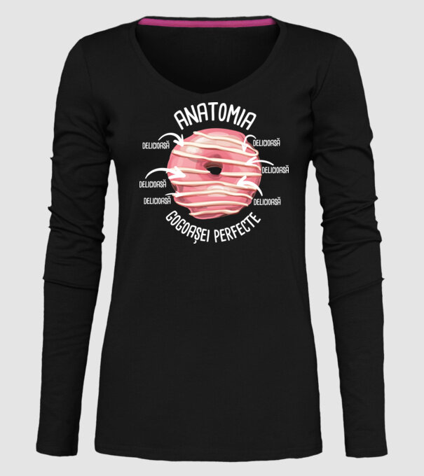 anatomia gogoașei perfecte: delicioasă model negru pe tricou