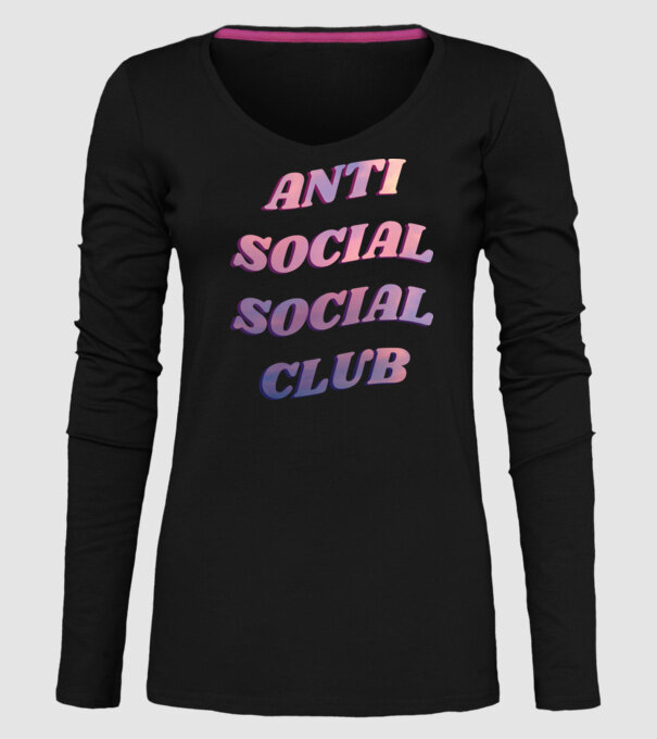 Anti social social club pink model negru pe tricou
