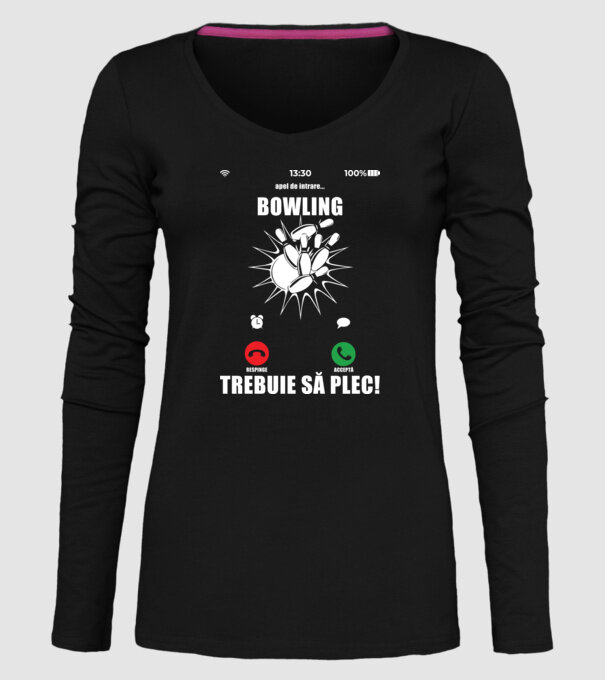 apel de intrare - bowling - respinge - acceptă - TREBUIE SĂ PLEC! model negru pe tricou