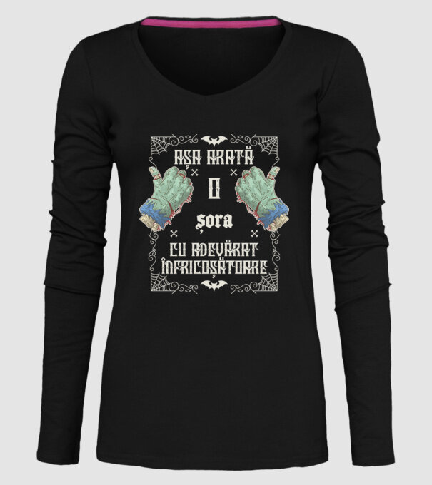 Așa arată o SORĂ cu adevărat înfricoșătoare model negru pe tricou