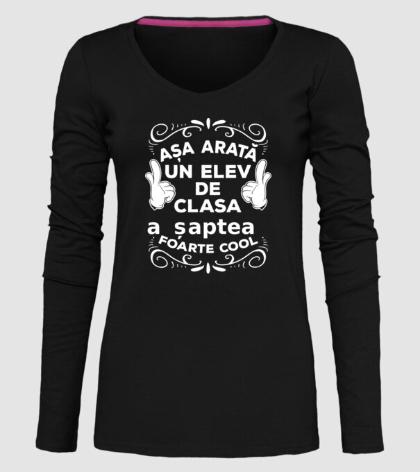 Așa arată un elev de clasa a șaptea foarte cool model negru pe tricou