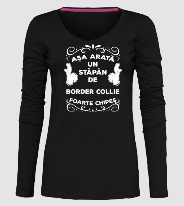Așa arată un stăpân de Border Collie foarte chipeș model negru pe tricou