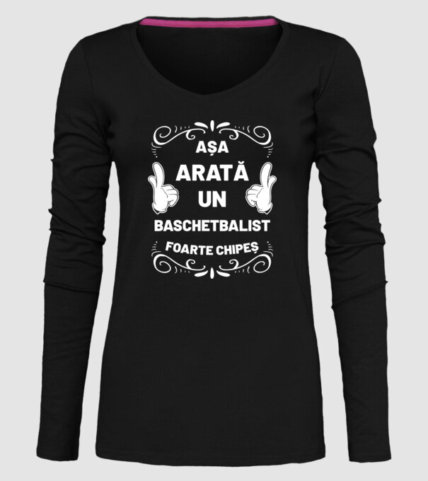 Așa arată un BASCHETBALIST foarte chipeș model negru pe tricou