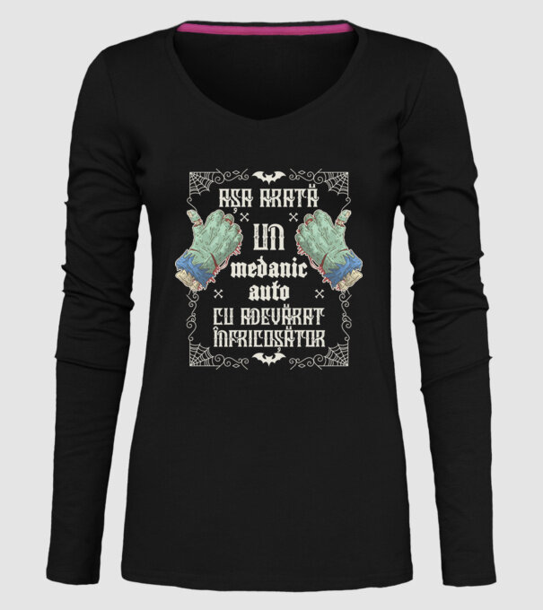 Așa arată un MECANIC AUTO cu adevărat înfricoșător model negru pe tricou