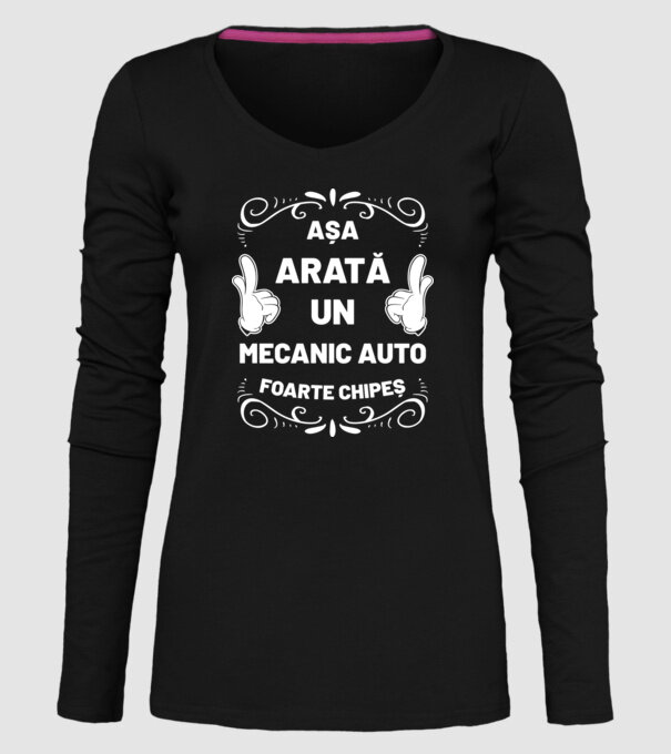 Așa arată un mecanic auto foarte chipeș model negru pe tricou
