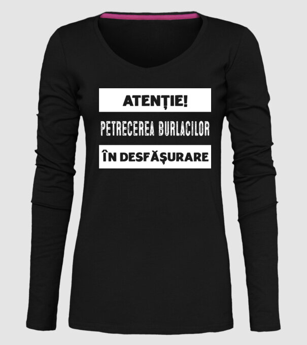 atenție! petrecerea burlacilor în desfășurare model negru pe tricou