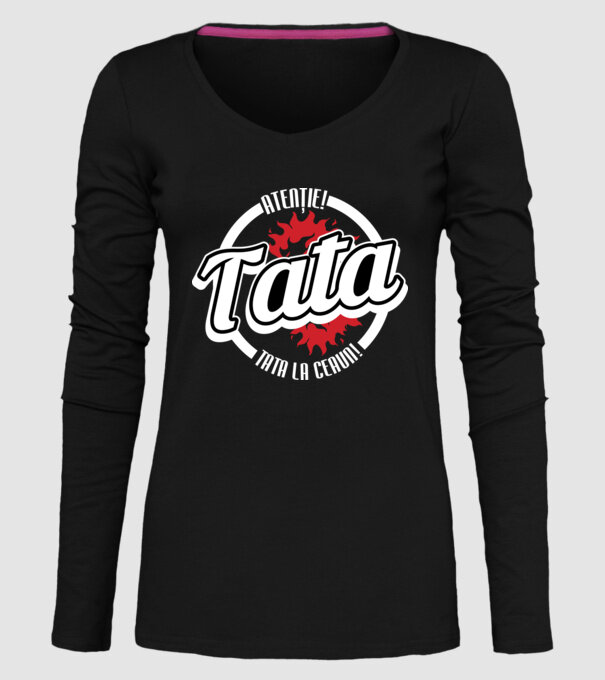 Atenție! Tata la ceaun! model negru pe tricou